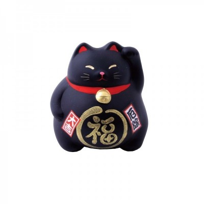 黑猫幸福存钱罐（财富）中等尺寸，高度为9厘米。