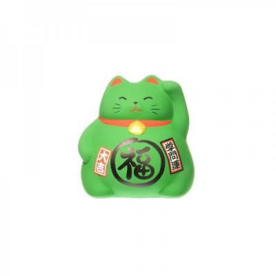 绿色幸福小猫储蓄罐（成功）中等尺寸，高9厘米。