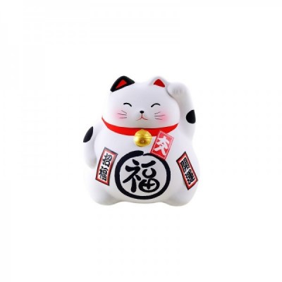 Gato blanco de la suerte hucha (Salud) tamaño mediano 9cm