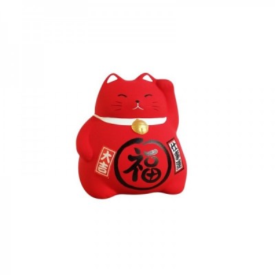 红色幸福小猫储蓄罐（勇气）中等尺寸，高9厘米。