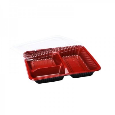 Sushi Bento 3 compartimentos fondo rojo HA01 50p*(6)