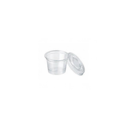 100个1盎司的透明塑料罐装酱料罐+盖子P100