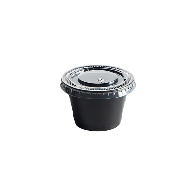 黑色100P*(50) 1盎司塑料杯装酱料罐+盖