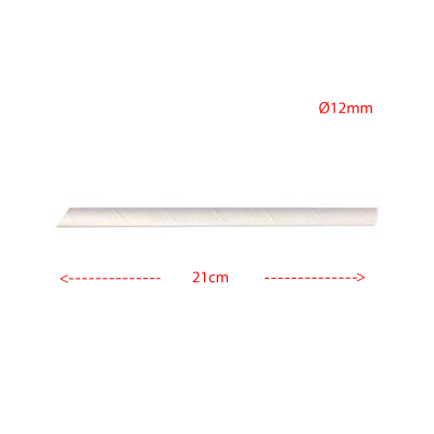 白い紙製ストロー、21cm、直径12mm、100本*(20)