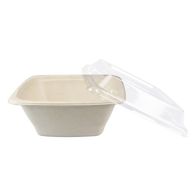 Bol + tapa rectangular biodegradable 700ml 50p*(6)