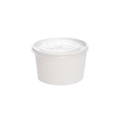 白色纸质汤盒+PP盖子 Ø90 8盎司 260毫升...