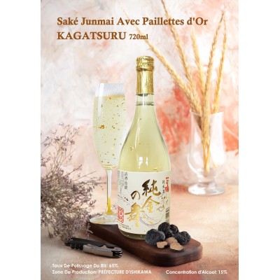 Saké junmai con scaglie d'oro KAGATSURU 15% 720ml