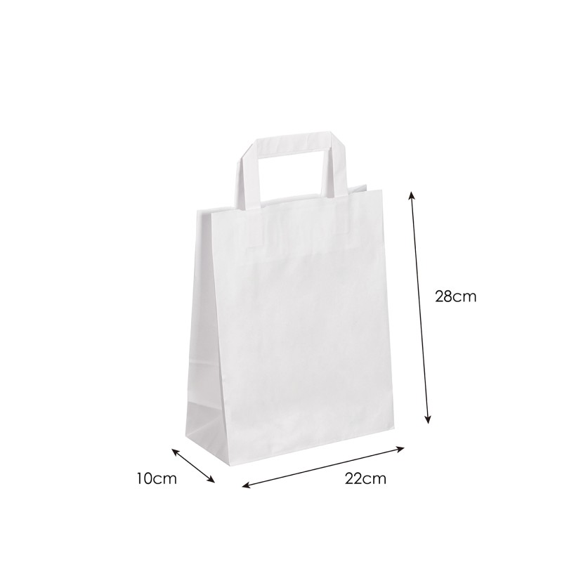 AolKee Lot De 90 Sacs Kraft Avec Poignée Blanc - 21x8x15cm, Idéal Anniversaire, Mariage Et Fêtes