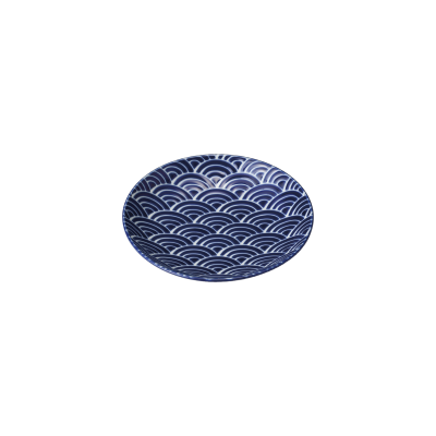 直径10.3cmのブルーの波模様の皿