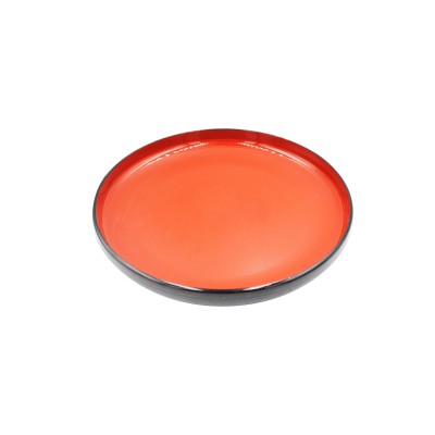 Round black and red tray...