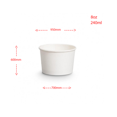 Tarro de helado de cartón blanco + tapa ICE8 - 8oz 240ml 50 unidades*(20)
