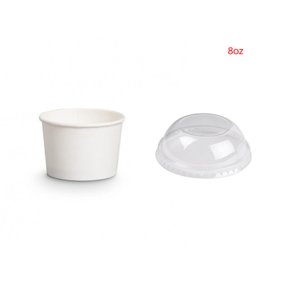 Tarro de helado de cartón blanco + tapa ICE8 - 8oz 240ml 50 unidades*(20)