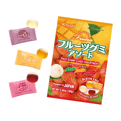 糖果软糖三种水果口味（草莓、荔枝、芒果）KASUGAI...